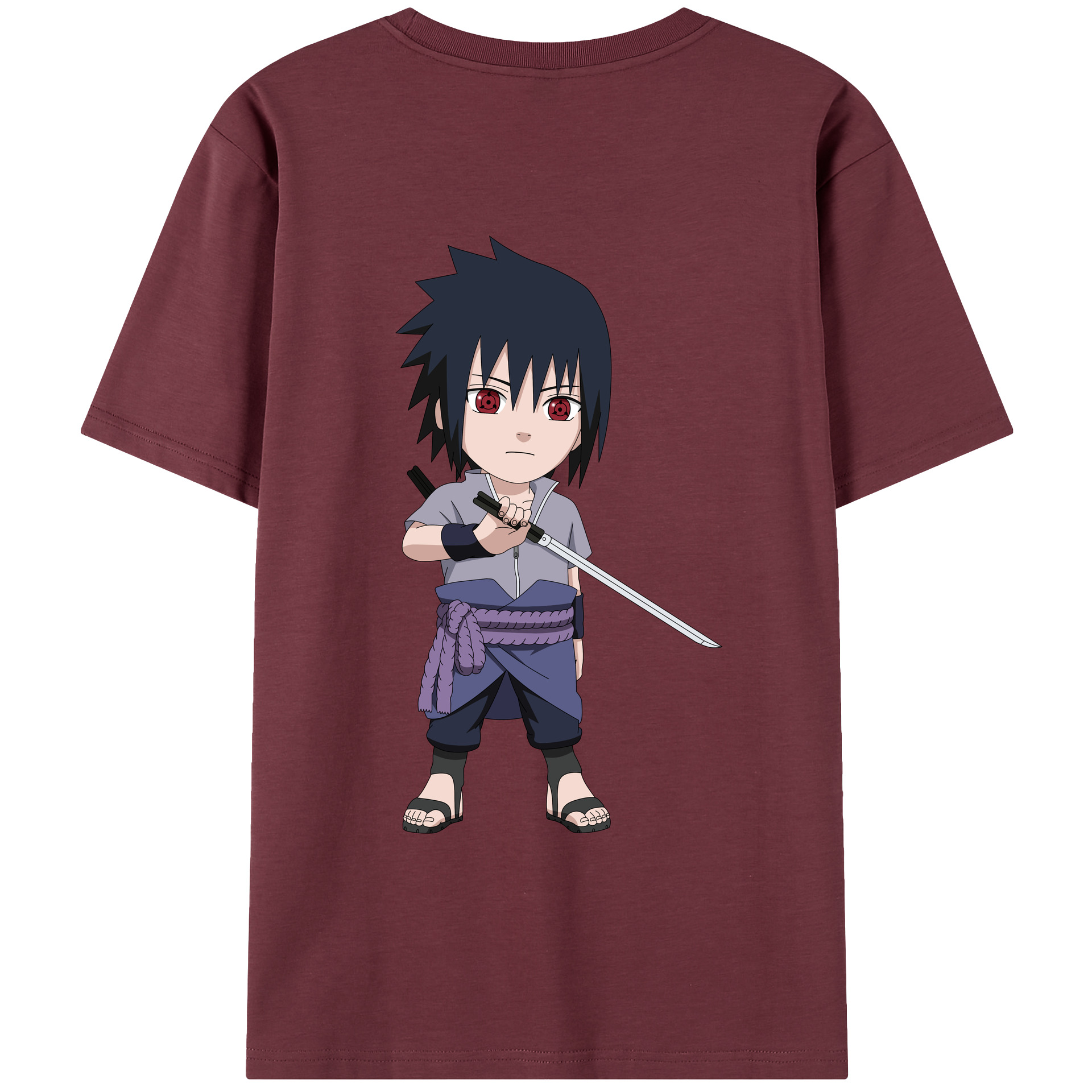 （画像用） NARUTO -ナルト- うちは サスケ Uchiha Sasuke 綿100％半袖Tシャツ（背面プリント）